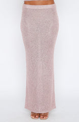 Star Shining Sequin Knit Maxi Skirt Pink