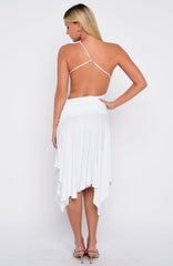 Tie Me Down One Shoulder Midi Dress White