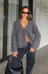Flashback Knit Cardigan Charcoal