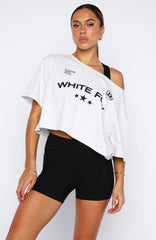 Stay Clear Off Shoulder Cropped Tee Grey Marle