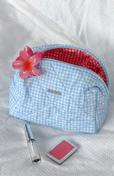 Getting Ready Cosmetic Bag Blue Gingham