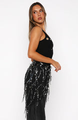 Chrome Aura Ribbed Tank Black