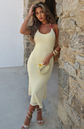 Tropic Like It's Hot Midi Dress Lemon