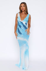 Amore Maxi Dress Aqua Blossom