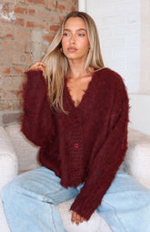 Cozy Vibes Knit Cardigan Bordeaux