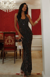 Burning Glance Embellished Maxi Dress Chocolate