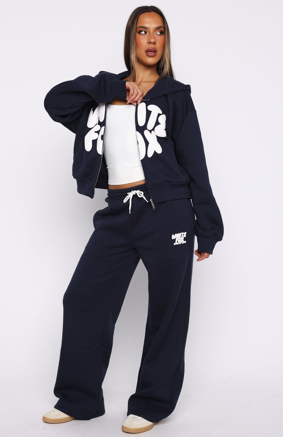 Club 14 Allie Wide Leg Sweatpants Navy