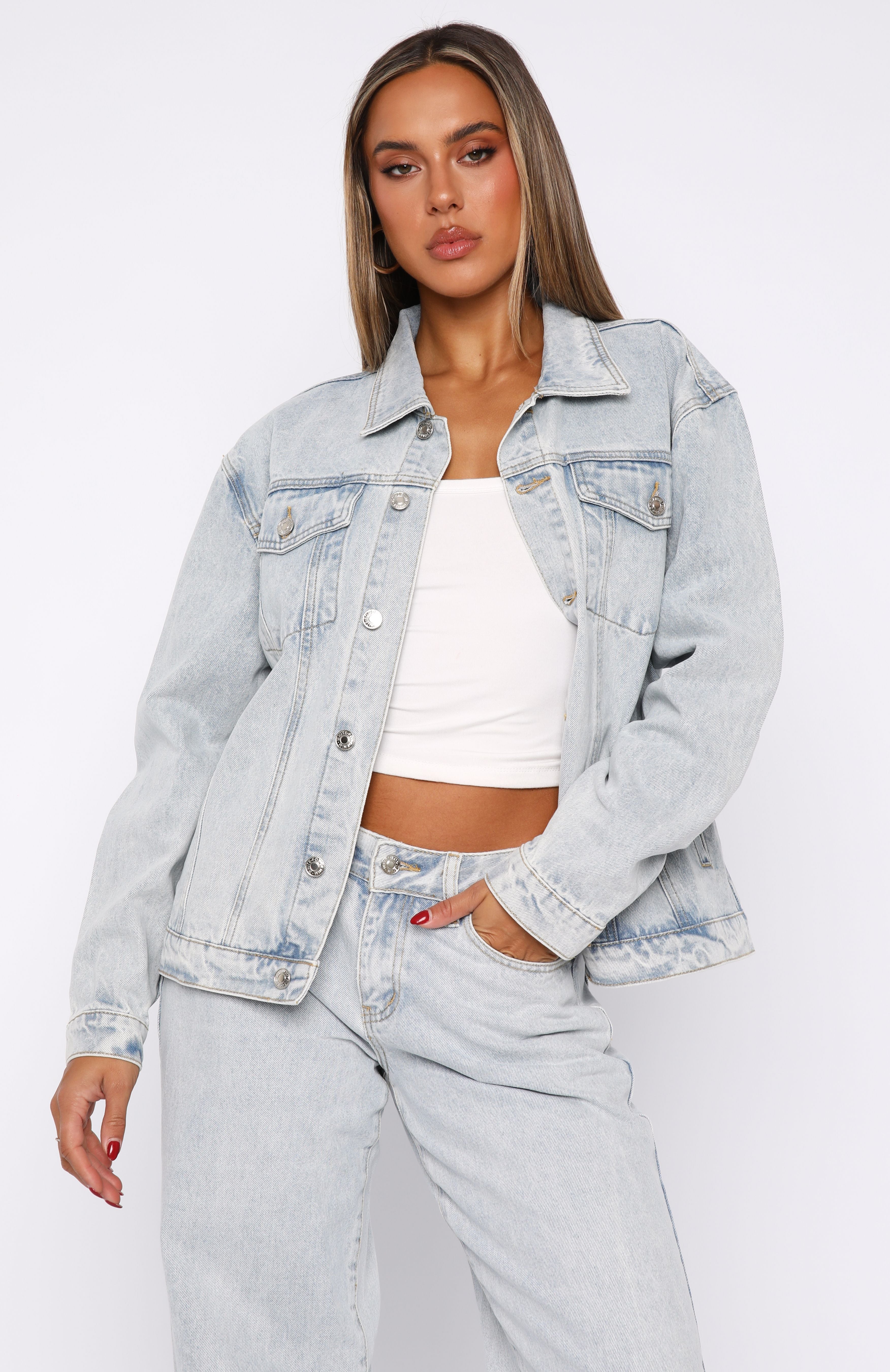 Adriana Oversized Denim Jacket Glacier Blue