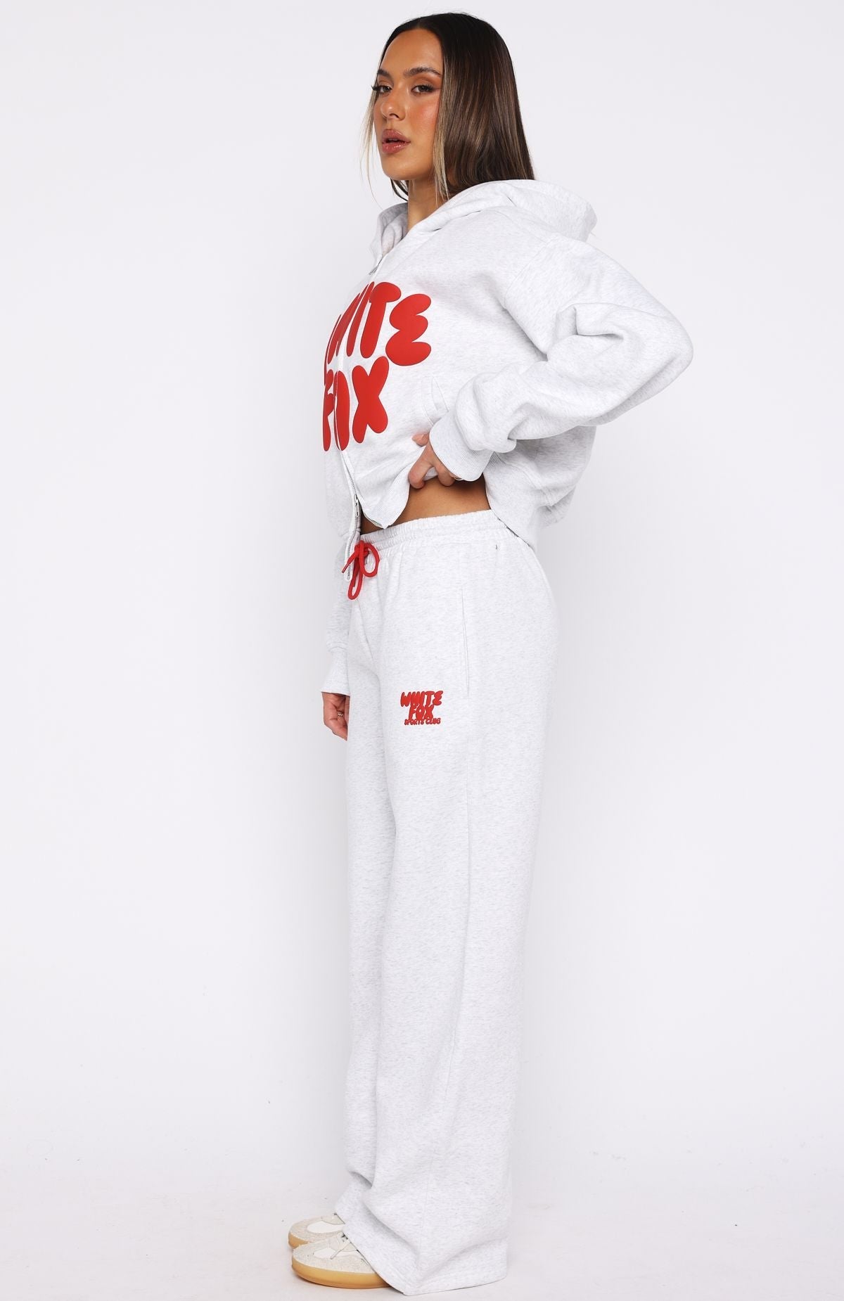 Club 14 Allie Wide Leg Sweatpants Grey Marle