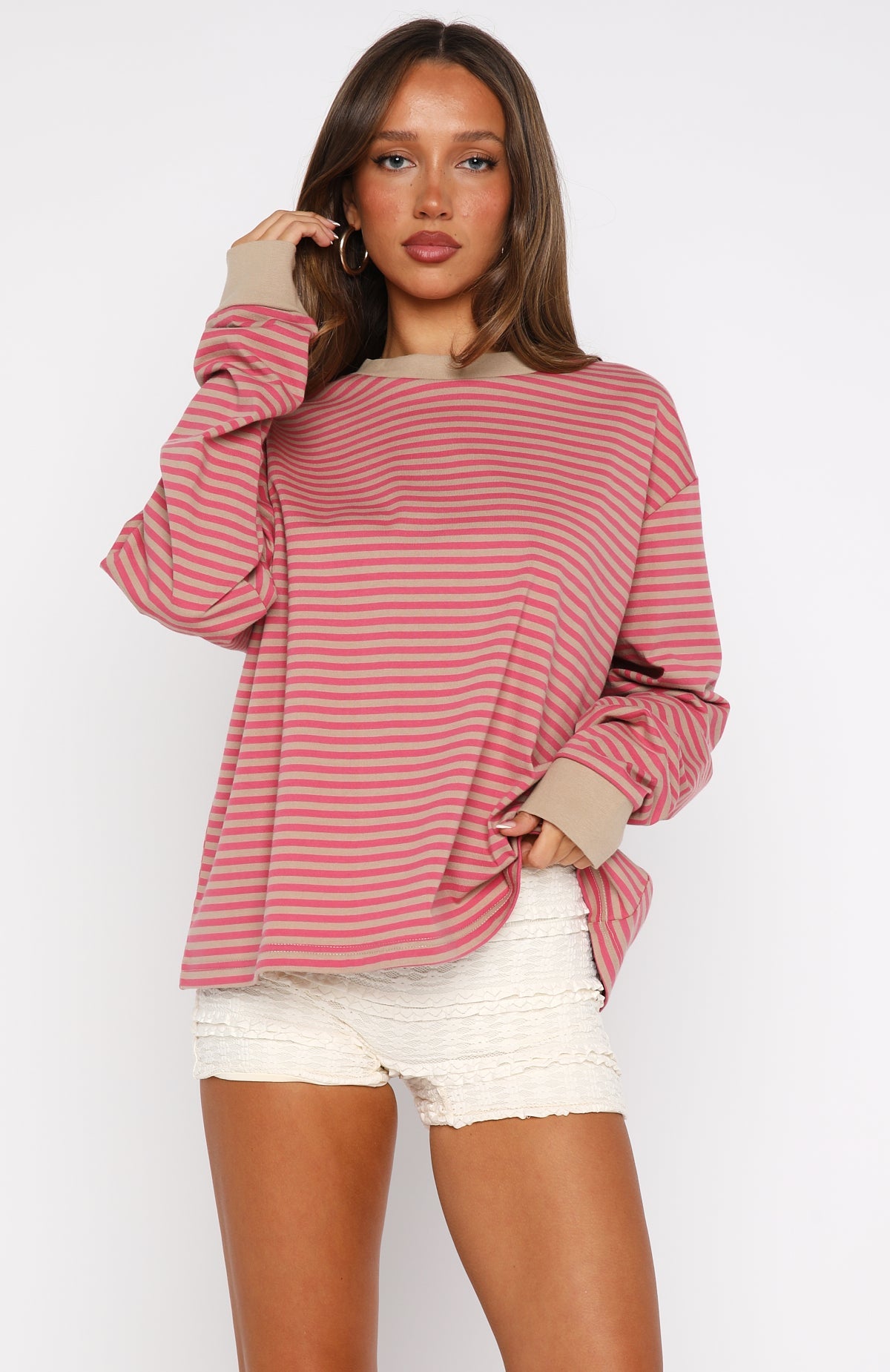 Catch The Drift Long Sleeve Tee Pink/Stone Stripe