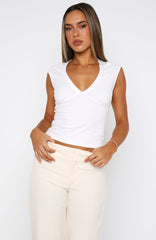 About Us V Neck Top White