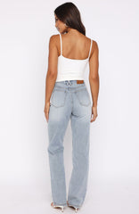 Alyssa High Rise Straight Leg Jeans Light Blue
