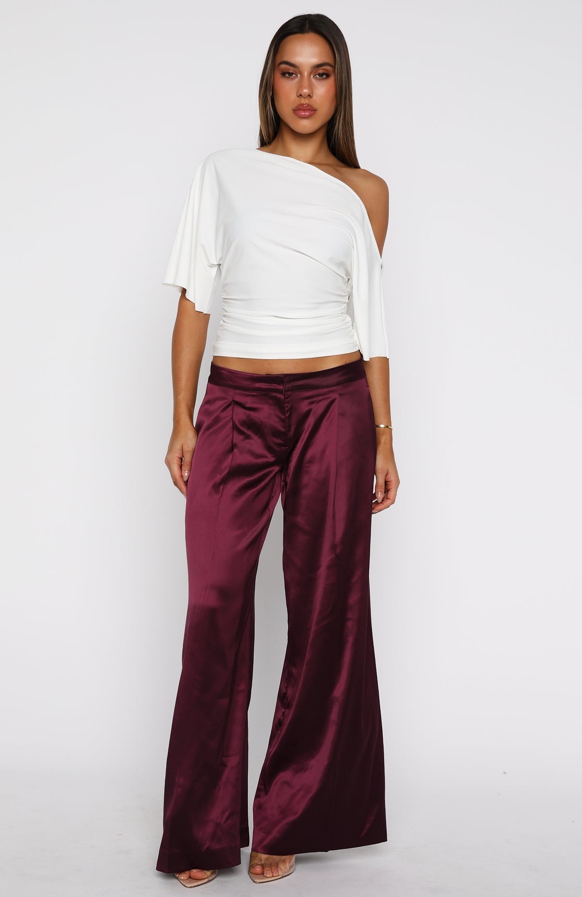 Always Punctual Wide Leg Pants Wine